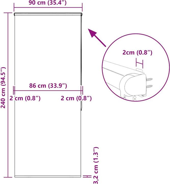 Produktbild vidaXL Duschrollo (90 x 240 cm)