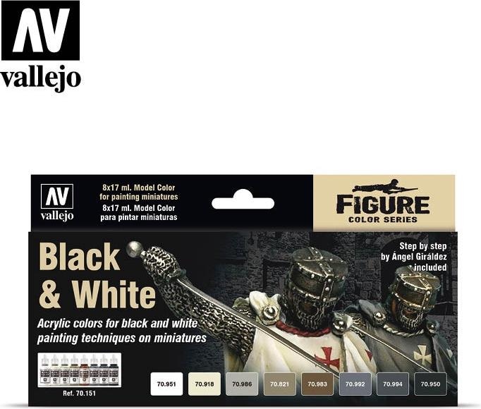 Produktbild Vallejo Model Air Black White Set (Beige, Schwarz, Weiss, Elfenbein, Grau, Braun, 17 ml)