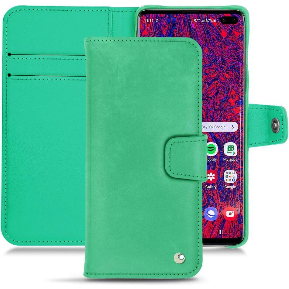 Noreve Lederschutzhülle Wallet (Samsung Galaxy S10+), Smartphone Hülle, Grün