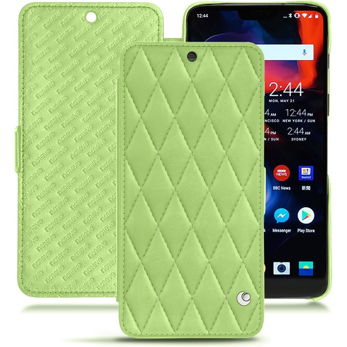Thumbnail - Noreve Lederschutzhülle horizontal (OnePlus 6), Smartphone Hülle, Grün
