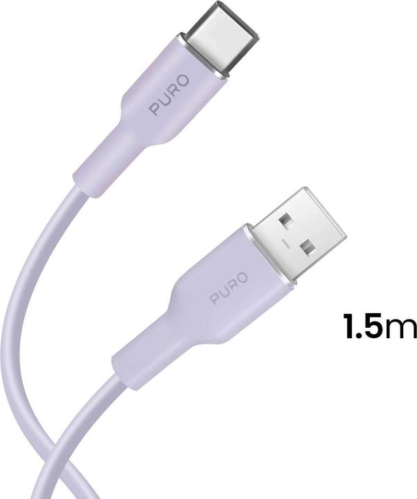 Actual product image Puro ICON Soft Cable - Cable USB-A do USB-C 1.5 m (Tech Lavender) (1.50 m, USB 3.2 Gen 1, 18 W)