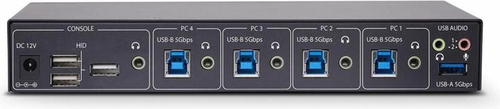 Image du produit StarTech COM 4 ports KM Switch avec itinérance souris USB 3.0 Commutateur clavier et souris Switch 3,5mm/USB