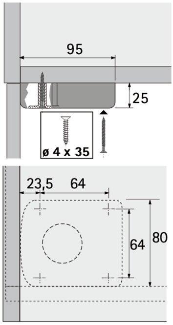 Productafbeelding Hettich Montageplaat (Universeel zweefvliegtuig, 1 Pcs.)