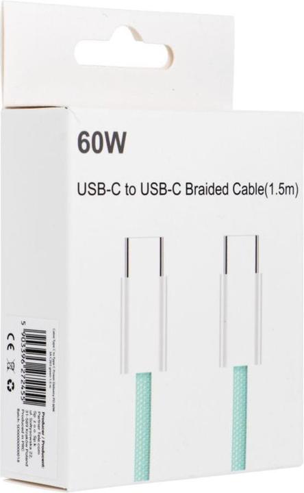 Actual product image OEM Cable Cable Type C to Type C PD QC3.0 3A 60W C263 1,5 m green (1.50 m, 60 W)