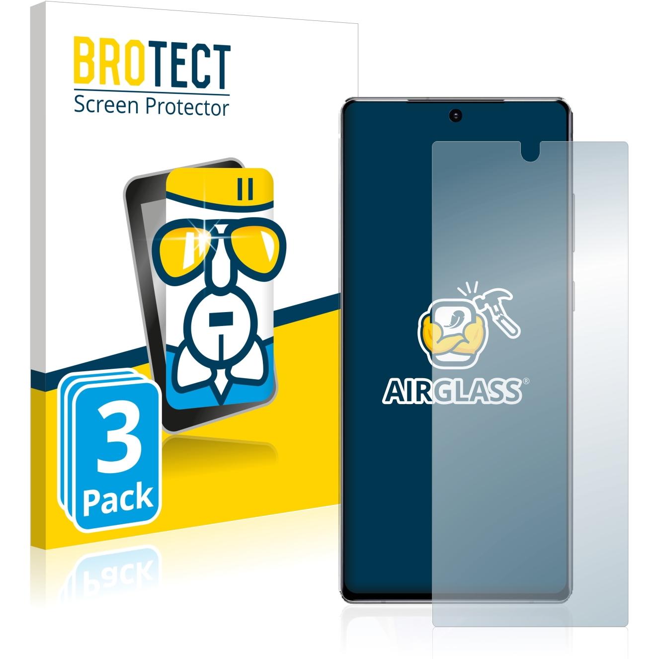 BROTECT AirGlass Panzerglasfolie (3 Stück, Samsung Galaxy Note 20), Smartphone Schutzfolie, Transparent