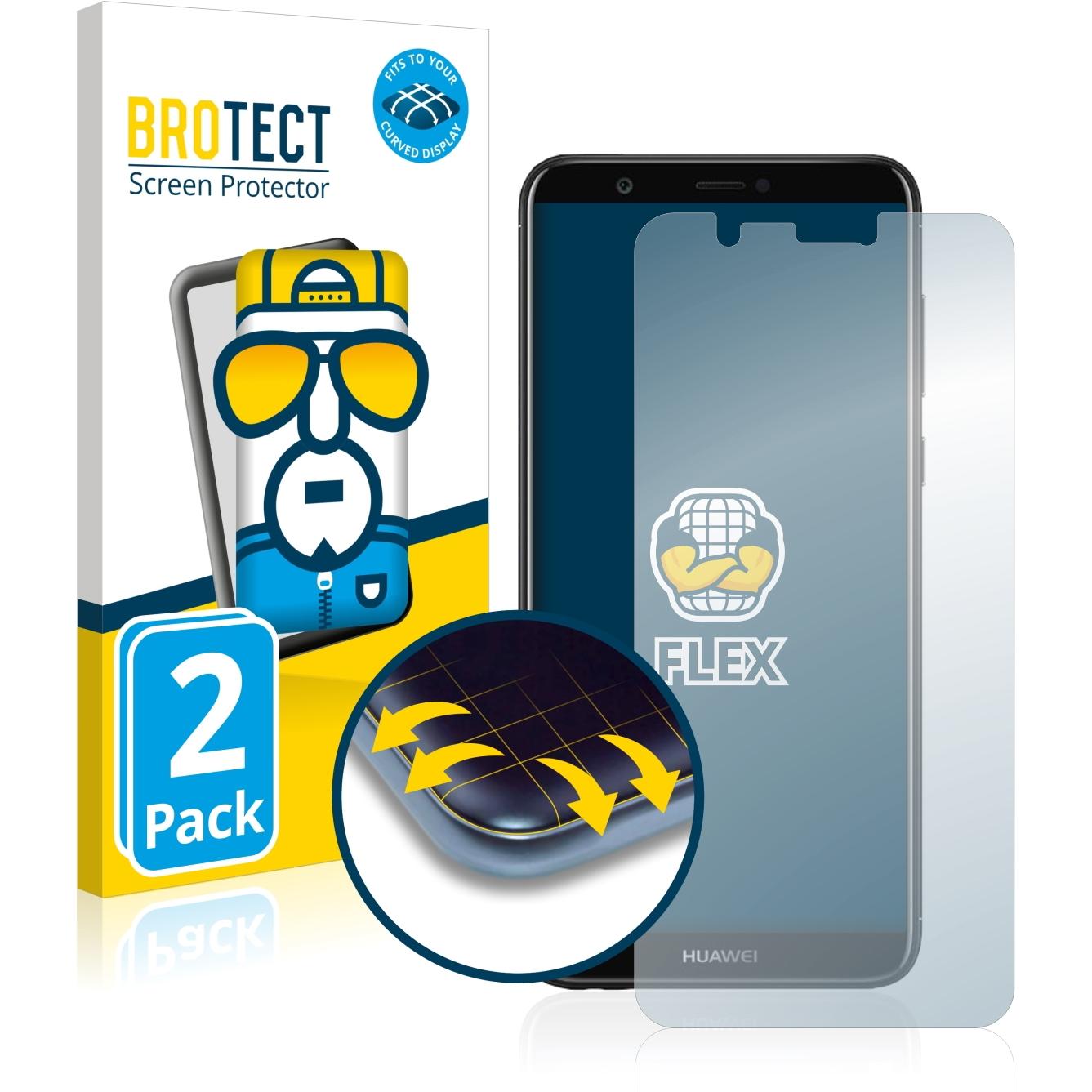 BROTECT Full-Cover Displayschutz (2 Stück, Huawei P Smart (2018)), Smartphone Schutzfolie, Transparent
