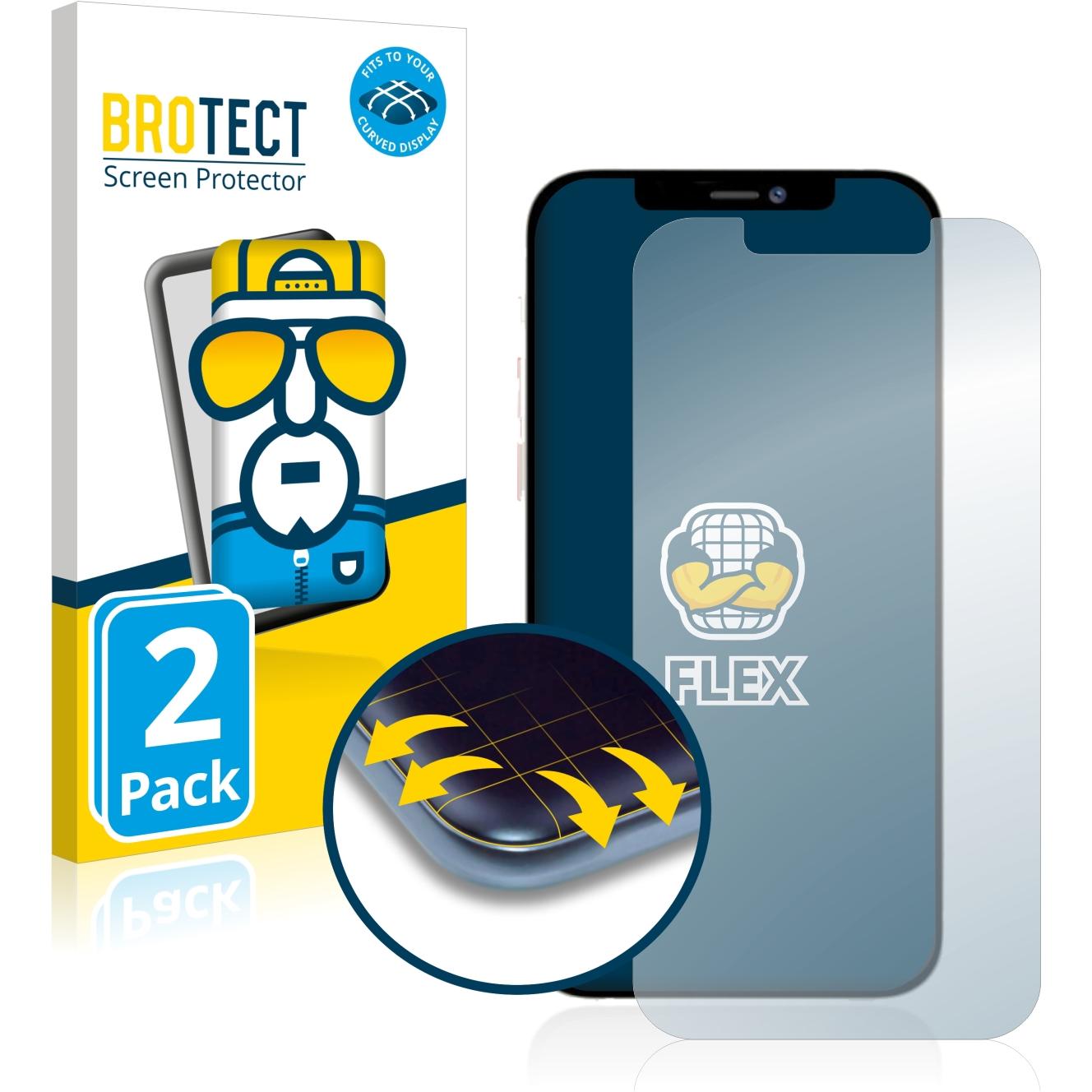 BROTECT Full-Cover Displayschutz (2 Stück, Apple iPhone 12 Pro Max), Smartphone Schutzfolie, Transparent