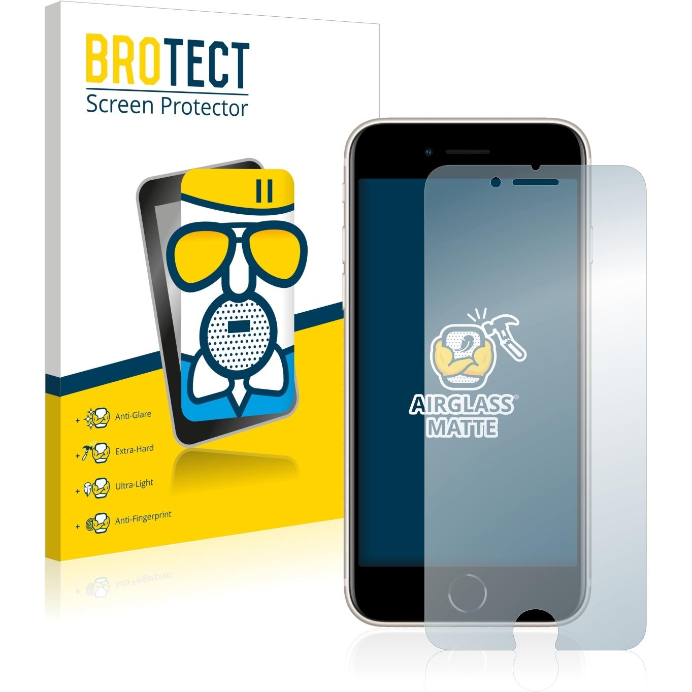 BROTECT AirGlass Panzerglasfolie Matt (1 Stück, Apple iPhone SE (2nd Gen)), Smartphone Schutzfolie, Grau