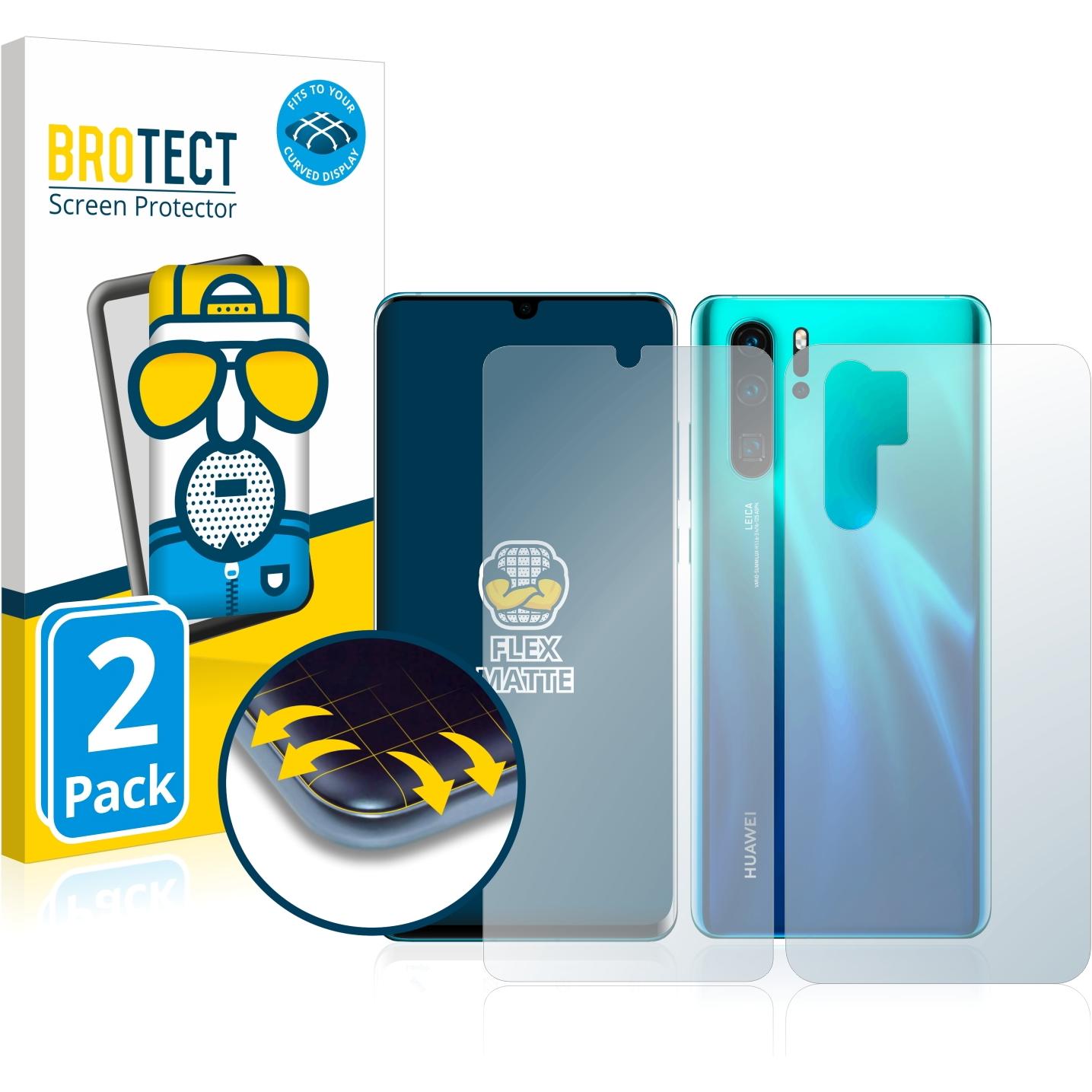 BROTECT Full-Cover Displayschutz Matt (2 Stück, Huawei P30 Pro), Smartphone Schutzfolie, Grau