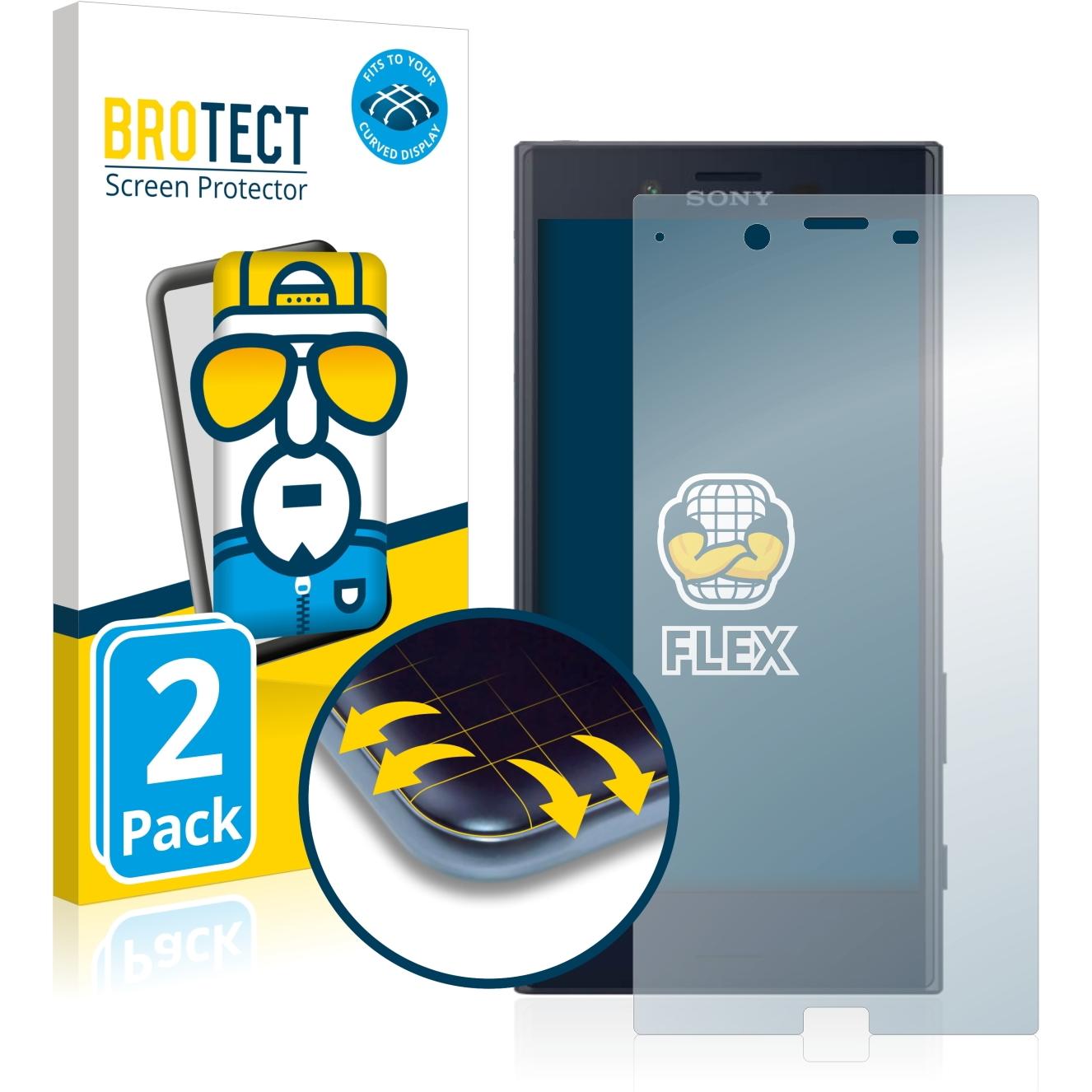 BROTECT Full-Cover Displayschutz (2 Stück, Sony Xperia XZ), Smartphone Schutzfolie, Transparent