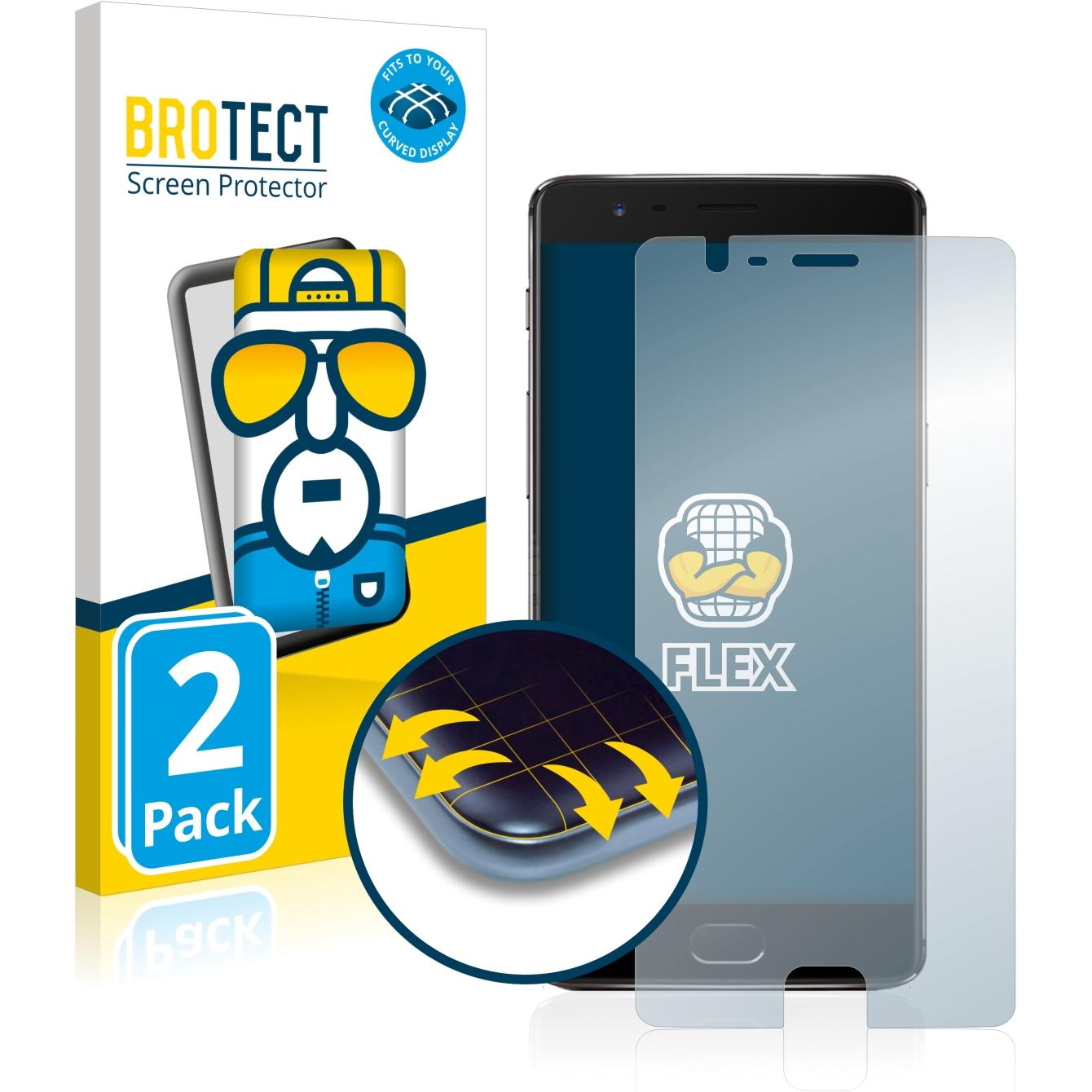 BROTECT Full-Cover Displayschutz (2 Stück, OnePlus 3T), Smartphone Schutzfolie, Transparent