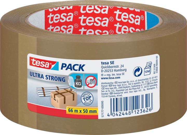 tesa tesapack ULTRA STRONG Ruban adhésif pour paquets - Ruban d'emballage en PVC pour un emballage (50 mm)