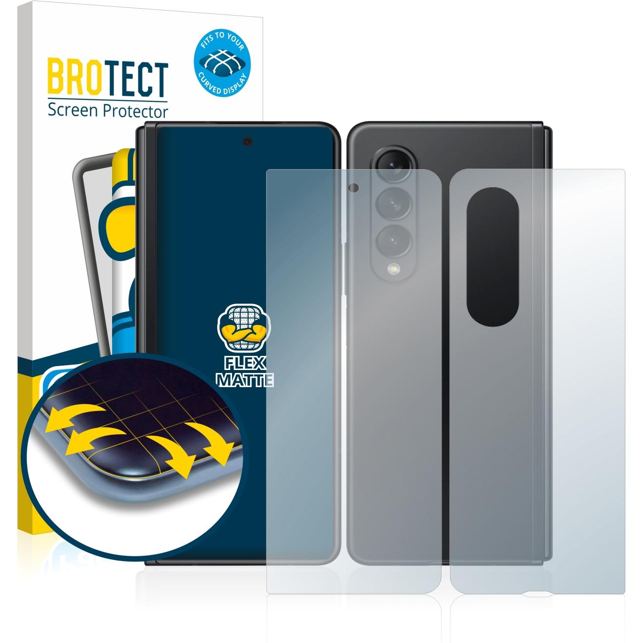 BROTECT Full-Cover Displayschutz Matt (2 Stück, Samsung Galaxy Z Fold3), Smartphone Schutzfolie, Grau