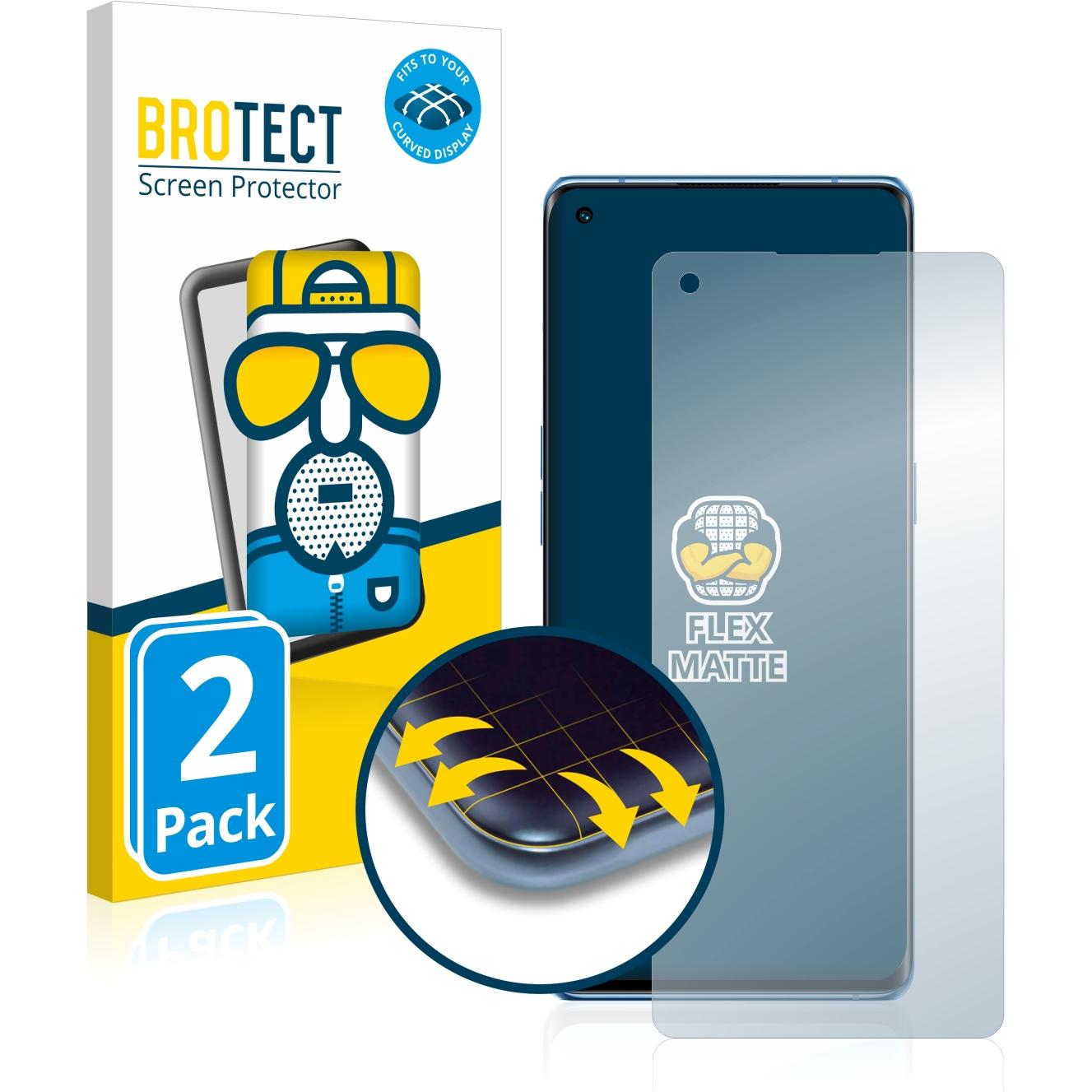 BROTECT Full-Cover Displayschutz Matt (2 Stück, Oppo Reno 6 Pro 5G), Smartphone Schutzfolie, Grau