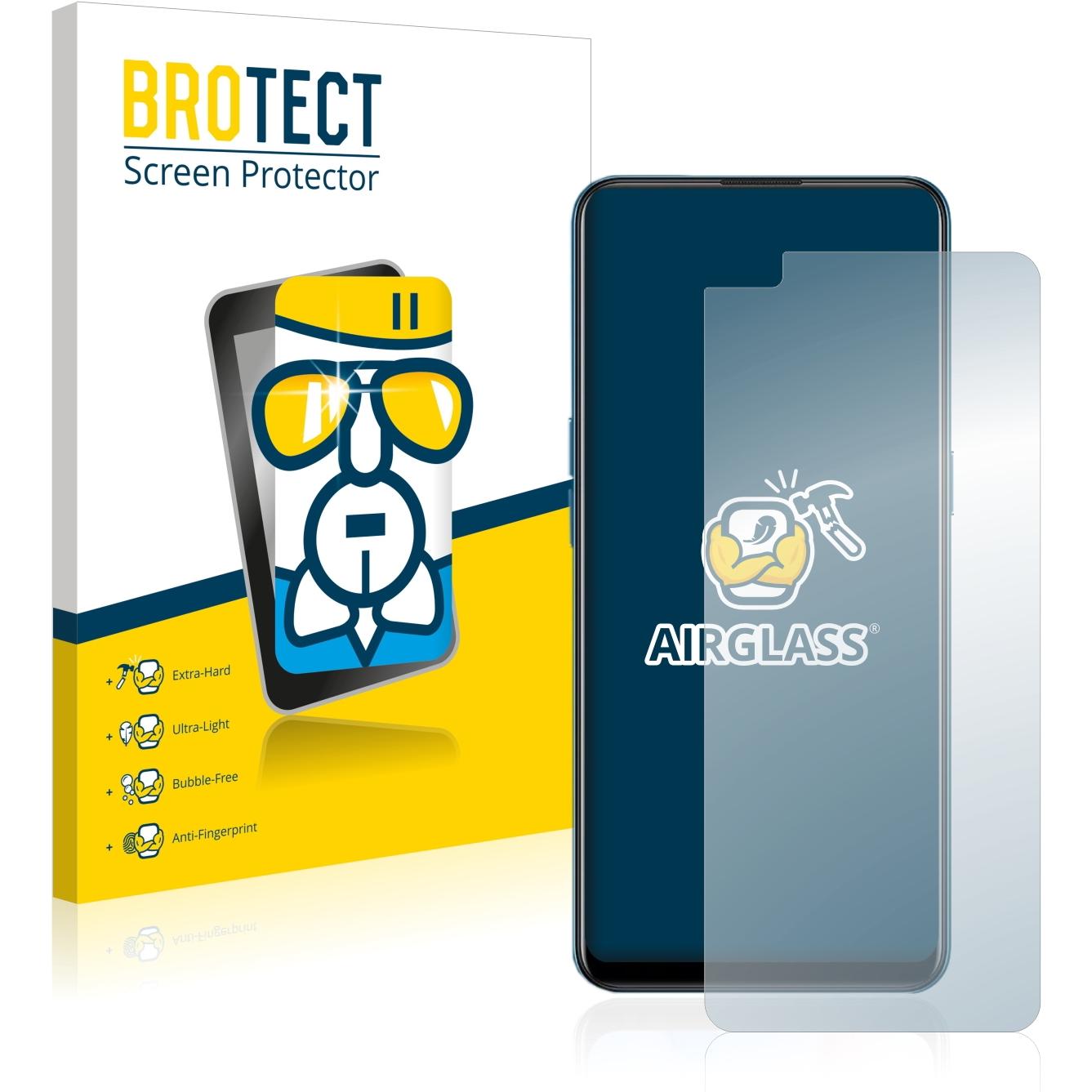 BROTECT AirGlass Panzerglasfolie (1 Stück, Oppo Reno 4), Smartphone Schutzfolie, Transparent