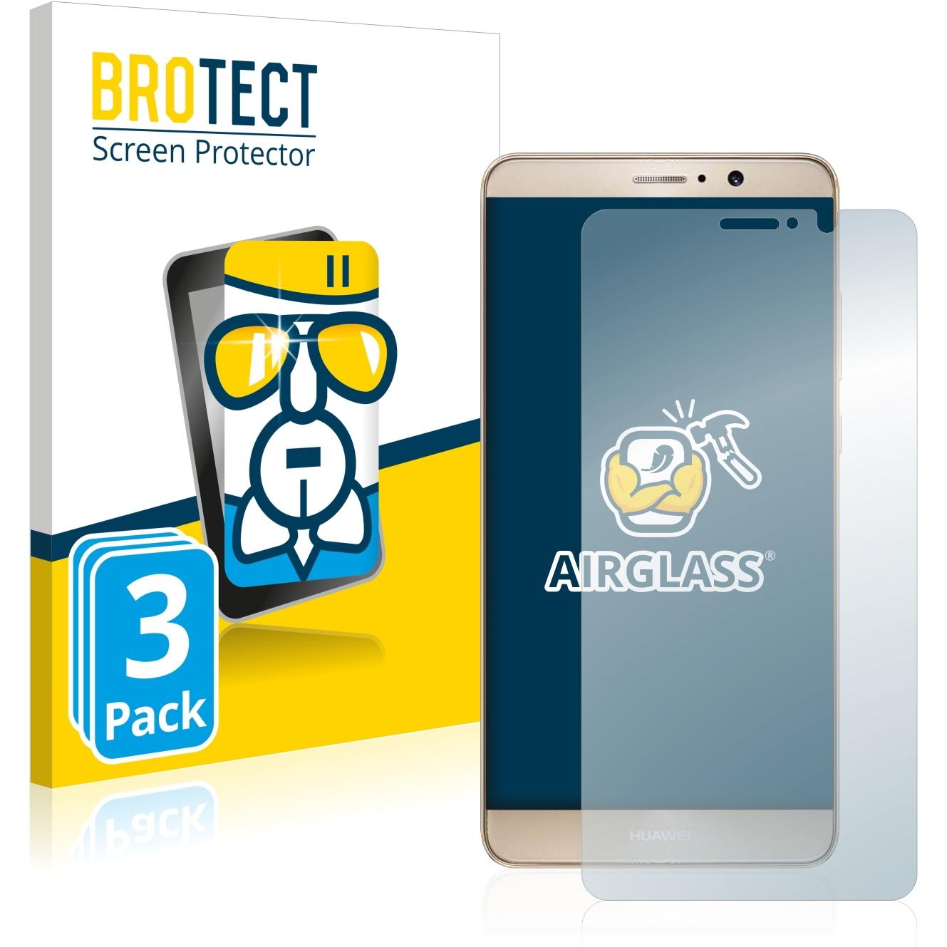 BROTECT AirGlass Panzerglasfolie (3 Stück, Huawei Mate 9), Smartphone Schutzfolie, Transparent