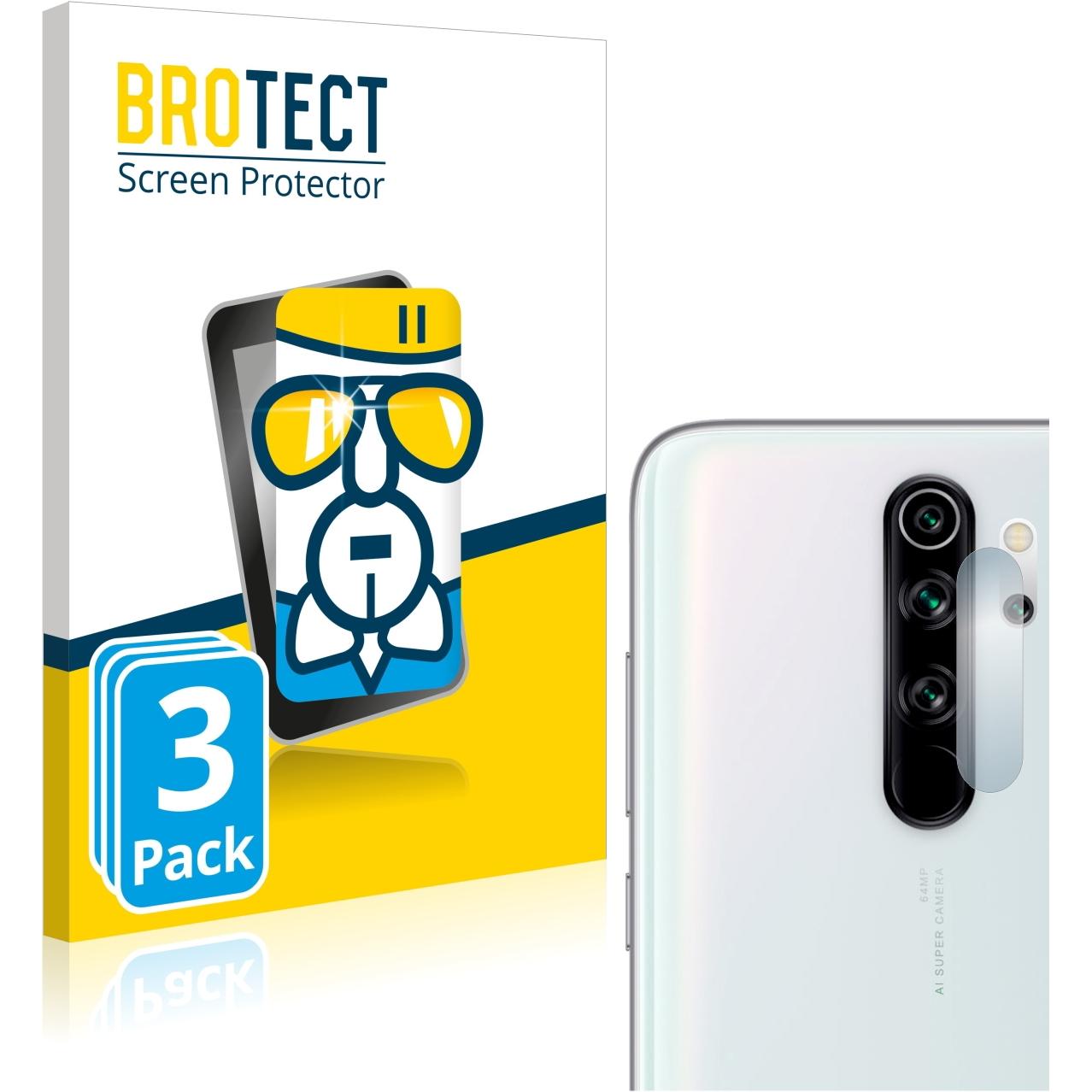 BROTECT AirGlass Panzerglasfolie (3 Stück, Xiaomi Redmi Note 8 Pro), Smartphone Schutzfolie, Transparent