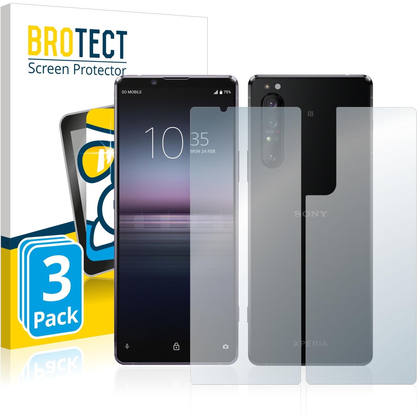 BROTECT AirGlass Panzerglasfolie (3 Stück, Sony Xperia 1 II), Smartphone Schutzfolie, Transparent