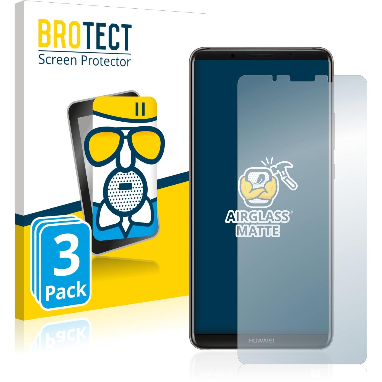 BROTECT AirGlass Panzerglasfolie Matt (3 Stück, Huawei Mate 10 Pro), Smartphone Schutzfolie, Grau