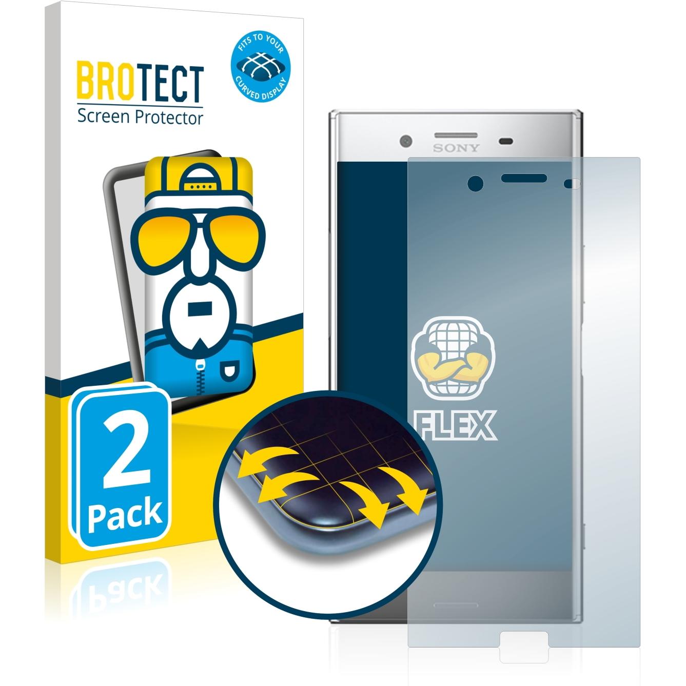 BROTECT Full-Cover Displayschutz (2 Stück, Sony Xperia XZ Premium), Smartphone Schutzfolie, Transparent