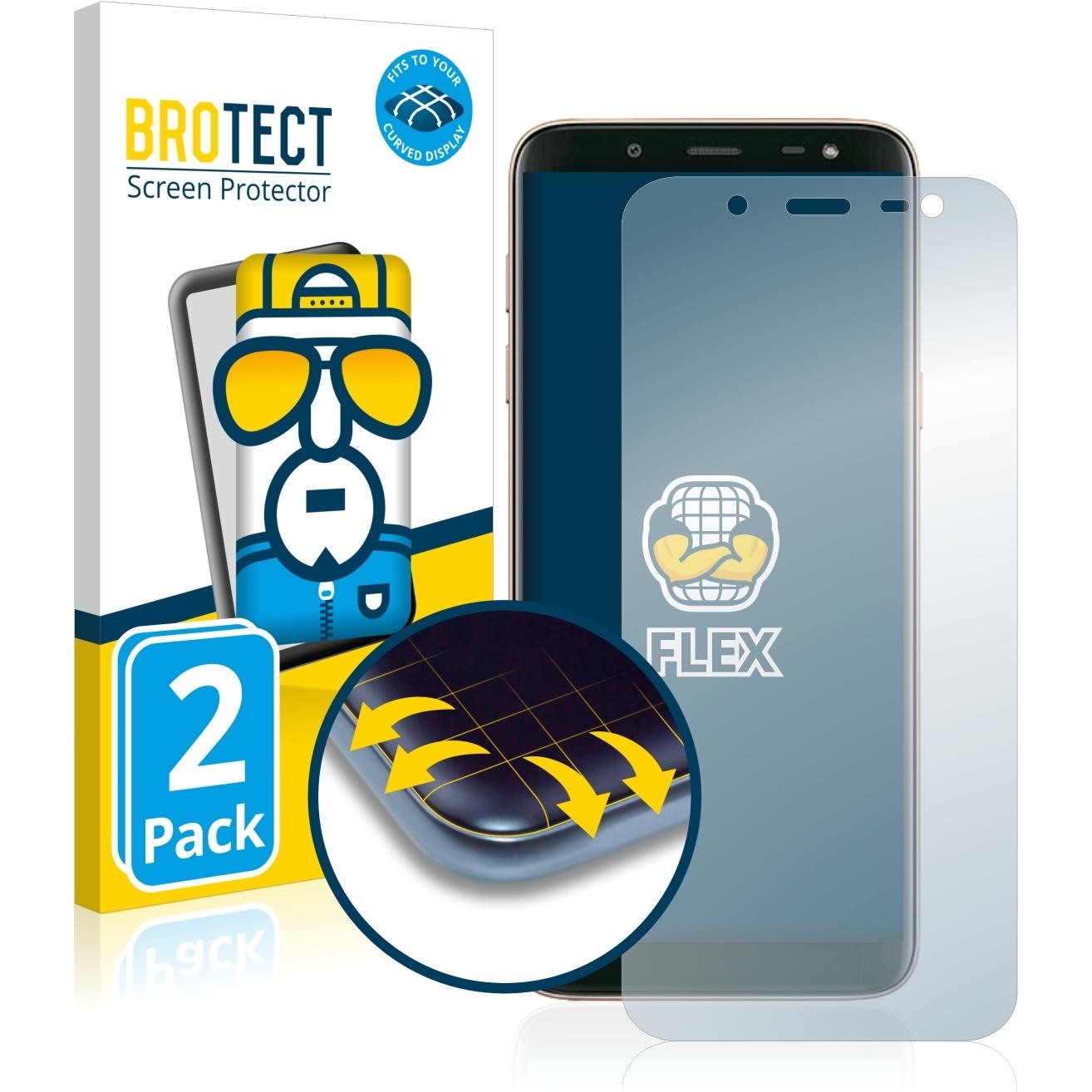 BROTECT Full-Cover Displayschutz (2 Stück, Samsung Galaxy J6 (2018)), Smartphone Schutzfolie, Transparent