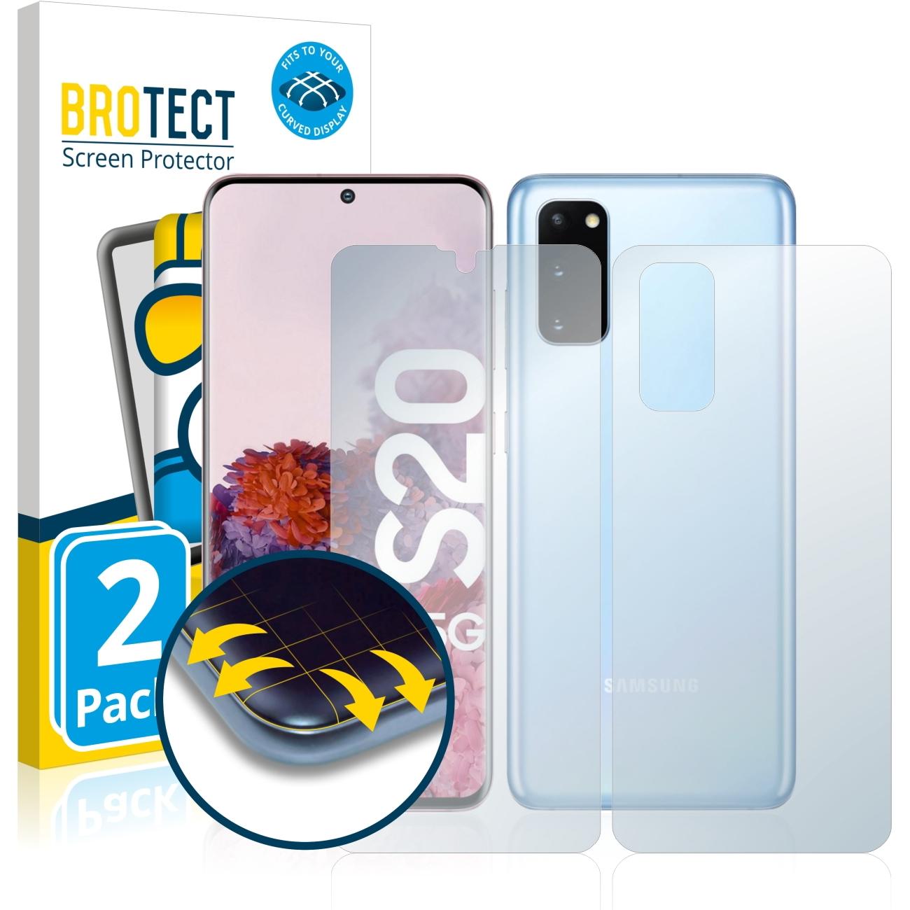 BROTECT Full-Cover Displayschutz (2 Stück, Samsung Galaxy S20 5G), Smartphone Schutzfolie, Transparent