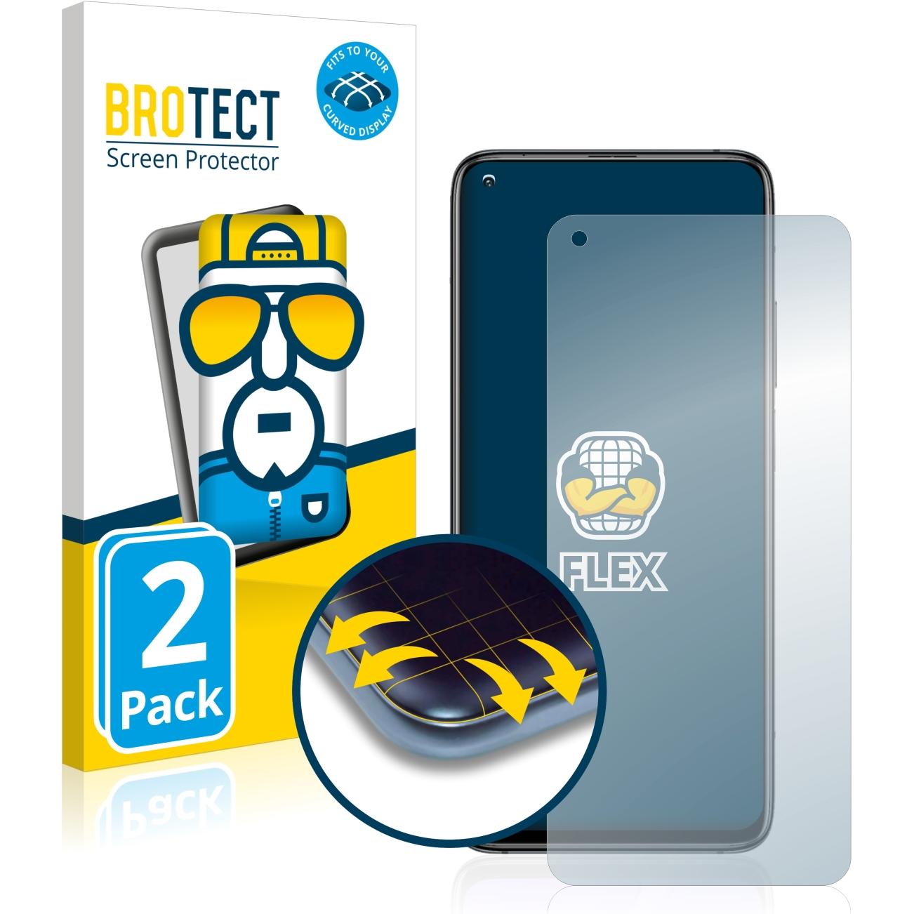 BROTECT Full-Cover Displayschutz (2 Stück, Xiaomi Mi 10T), Smartphone Schutzfolie, Transparent