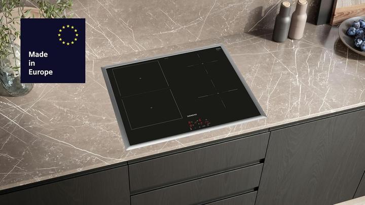 Produktbild Siemens iQ500, Induktionskochfeld, 60 cm, herdgesteuert, Schwarz, Mit Rahmen aufliegend, EM645CSB6E (58.30 cm, Induktionskochfeld)