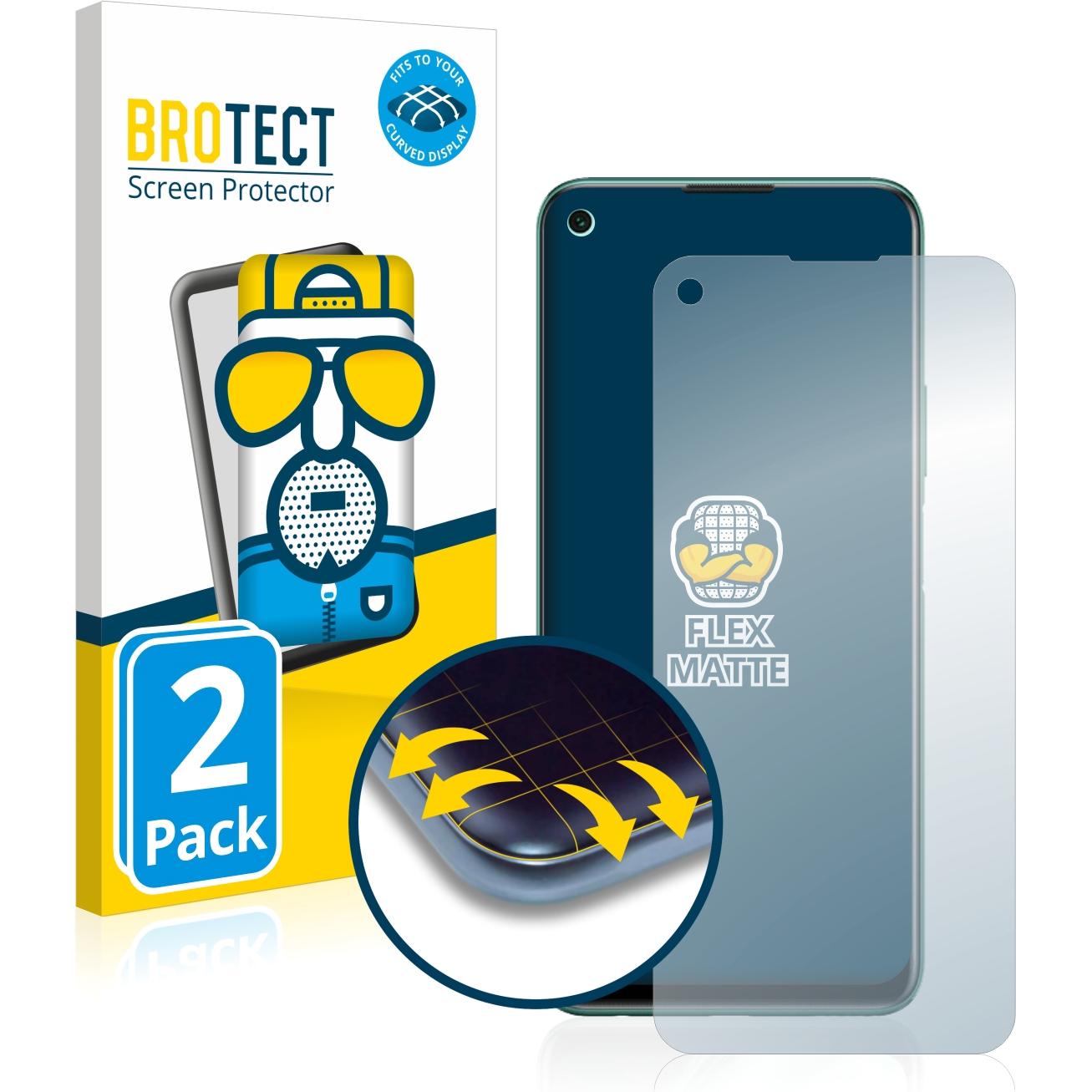 BROTECT Full-Cover Displayschutz Matt (2 Stück, Huawei P40 Lite 5G), Smartphone Schutzfolie, Grau