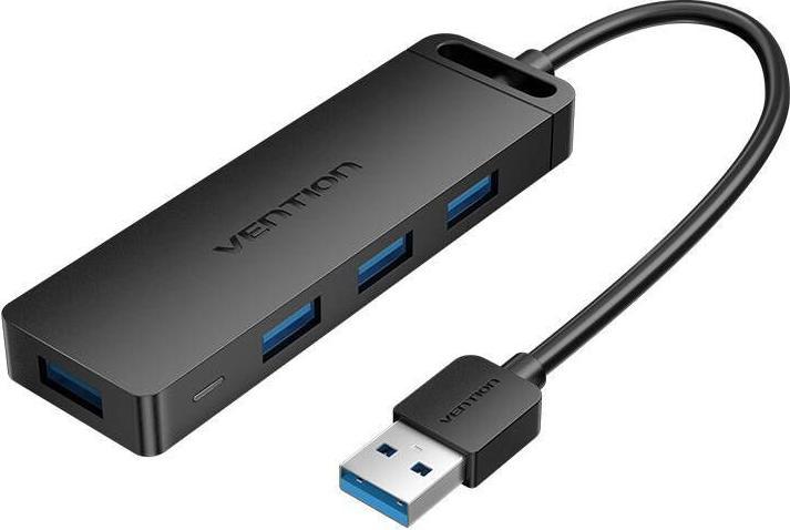 Actual product image Vention USB 3.0 4-Port Hub with Power Adapter CHLBF 1m, Black (USB-A, 4 ports)