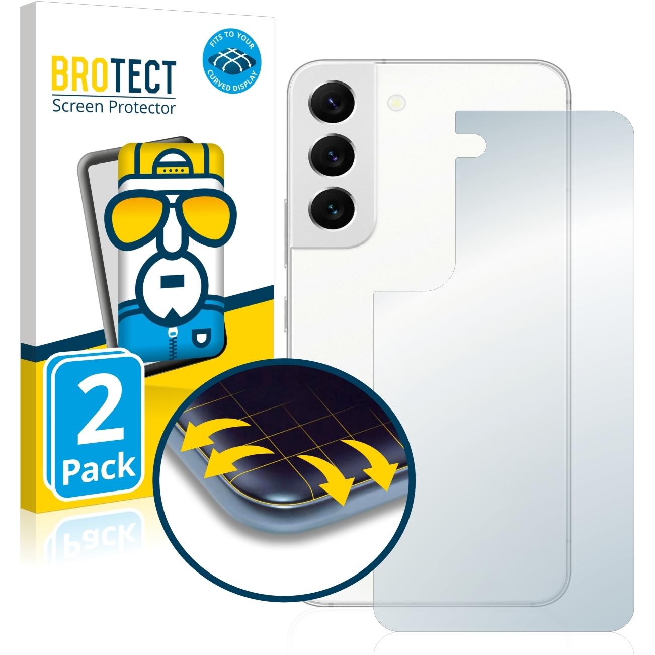 BROTECT Full-Cover Displayschutz (2 Stück, Samsung Galaxy S22 5G), Smartphone Schutzfolie, Transparent