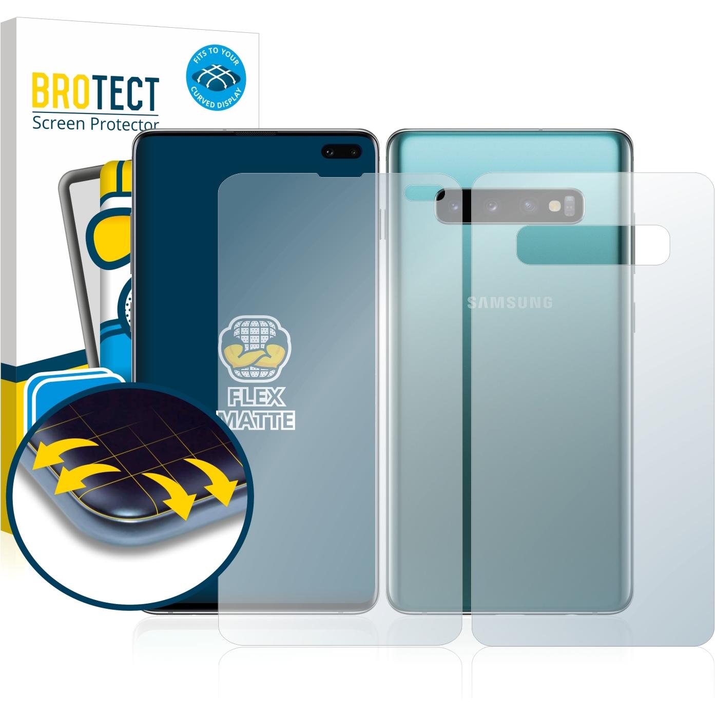 BROTECT Full-Cover Displayschutz Matt (2 Stück, Samsung Galaxy S10+), Smartphone Schutzfolie, Grau