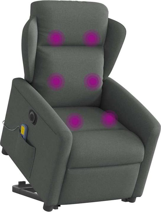 Immagine prodotto vidaXL Poltrona massaggiante elettrica con ausilio per la posizione eretta in tessuto grigio scuro