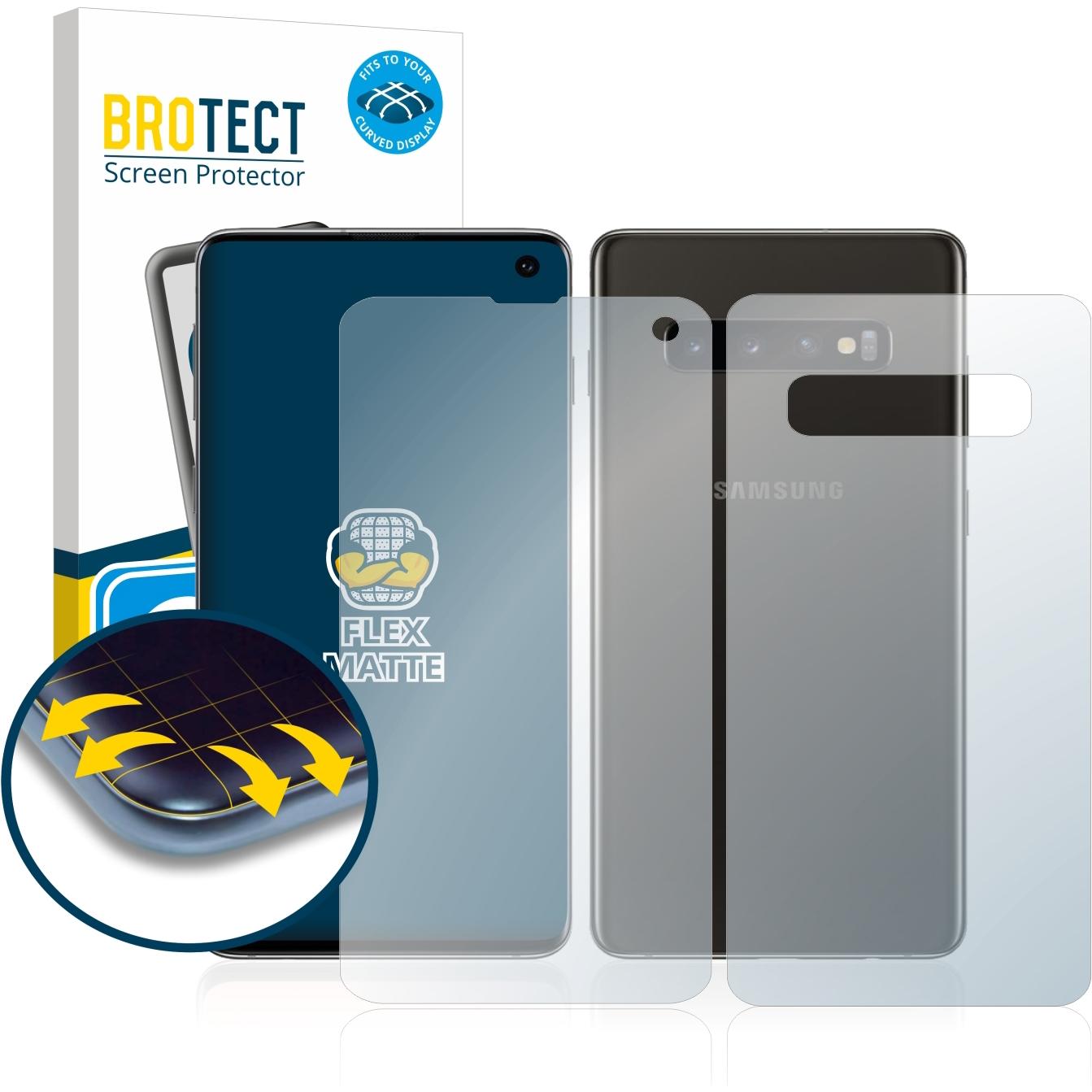 BROTECT Full-Cover Displayschutz Matt (2 Stück, Samsung Galaxy S10), Smartphone Schutzfolie, Grau