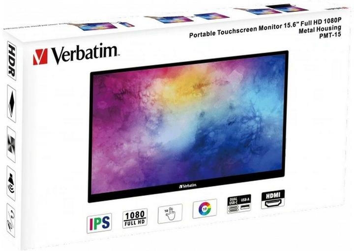 Actual product image Verbatim PMT-15 Portable Touchscreen Monitor 15.6" Full HD 1080p Metal Housing (1920 x 1080 pixels, 15.60")
