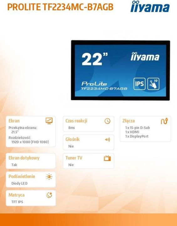 Actual product image iiyama ProLite TF2234MC-B7AGB (1920 x 1080 pixels, 21.50")