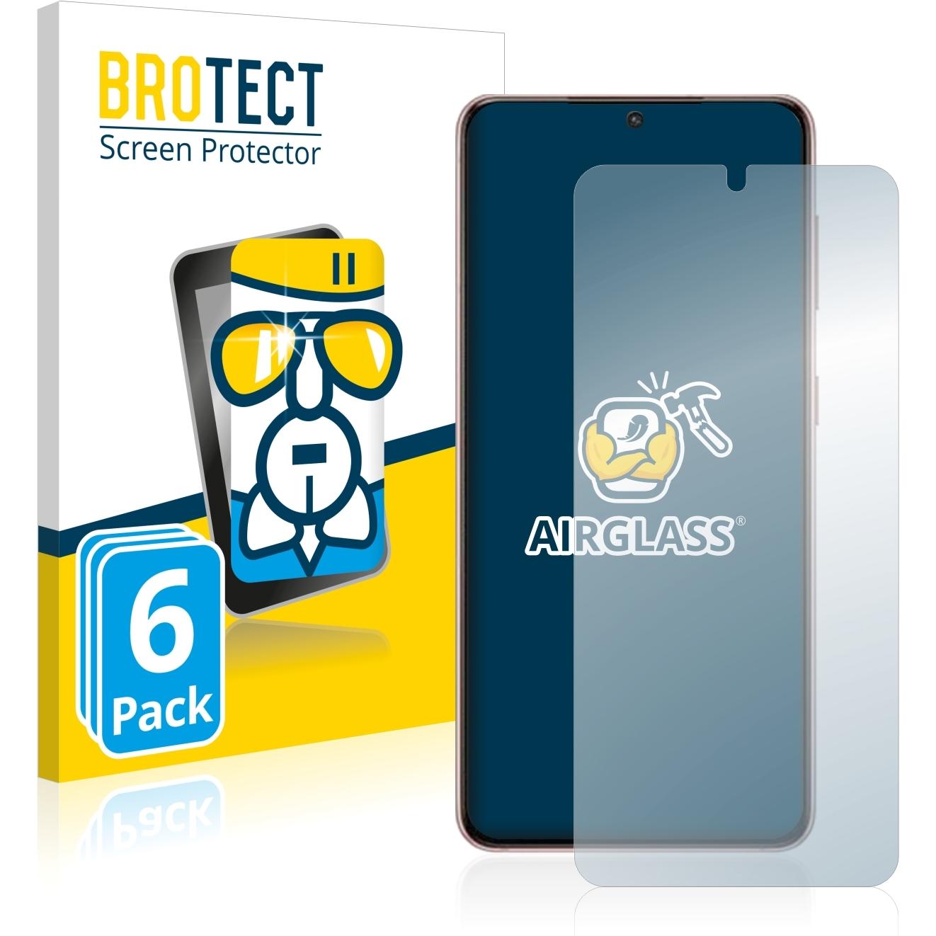 BROTECT AirGlass Panzerglasfolie (6 Stück, Samsung Galaxy S21 5G), Smartphone Schutzfolie, Transparent
