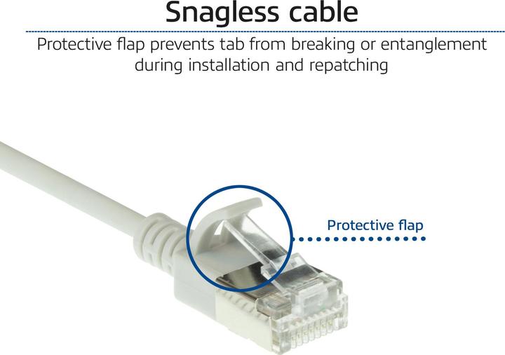 Produktbild ACT Grey 2 meter LSZH U/FTP CAT6A datacenter slimline patch cable snagless with RJ45 connectors (U/FTP, CAT6a, 2 m)