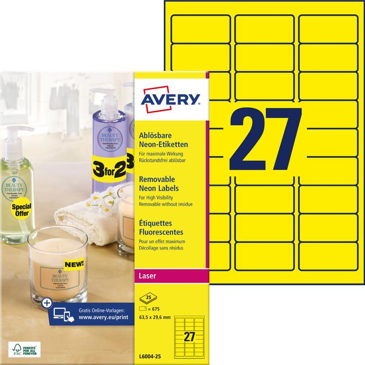 Image du produit Avery Étiquettes en néon