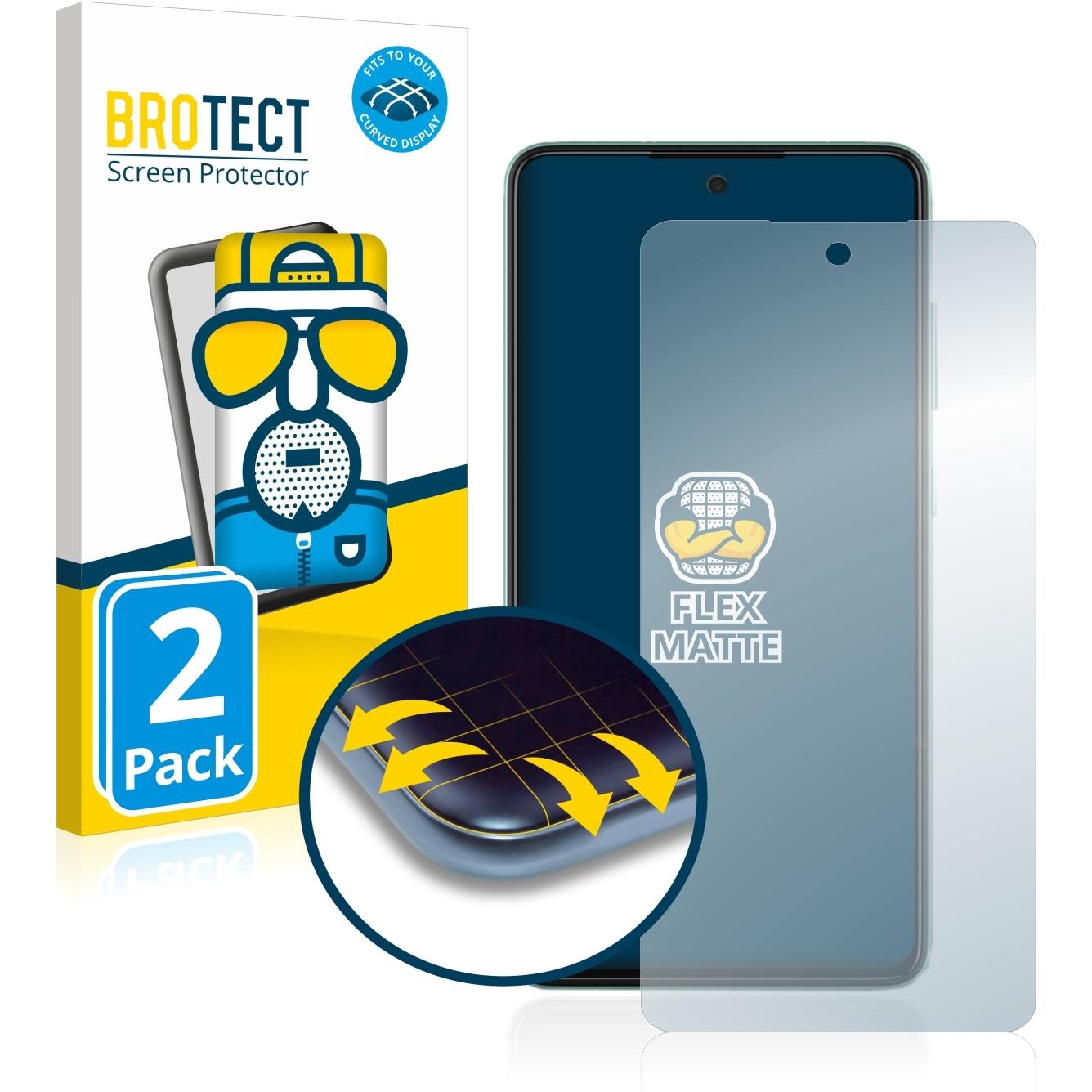 BROTECT Full-Cover Displayschutz Matt (2 Stück, Samsung Galaxy A52), Smartphone Schutzfolie, Grau