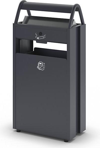 Image du produit kaiserkraft Collecteur de déchets avec cendrier et toit de protection contre la pluie (60 l)