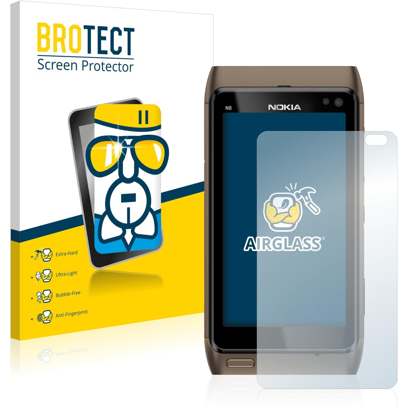 BROTECT AirGlass Premium (1 Stück, Nokia N8), Smartphone Schutzfolie, Transparent
