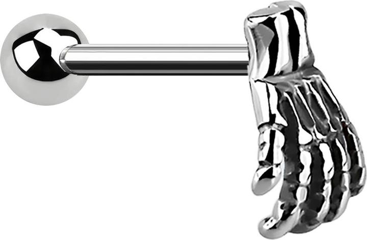Immagine prodotto Star Piercing Micro bilanciere argento con mano scheletrica (senza ottone, Acciaio chirurgico 316L)
