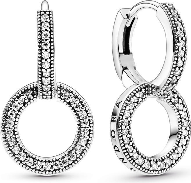 Pandora Logo and Circles Hoop Ohrringe (Sterling Silber 925)