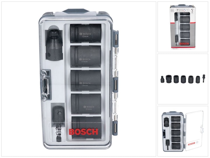 Produktbild Bosch Professional Zubehör Steckschlüssel-Set, 7-tlg., 13–24 mm (24 mm, 13 mm, 21 mm, 19 mm, 17 mm)