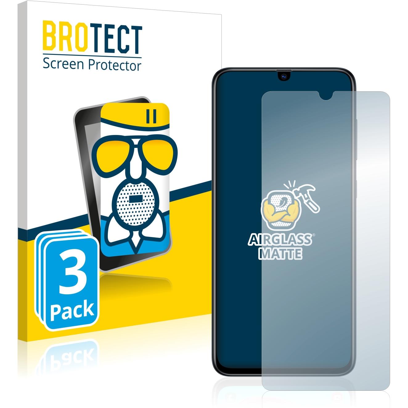 BROTECT AirGlass Panzerglasfolie Matt (3 Stück, Samsung Galaxy A70), Smartphone Schutzfolie, Grau