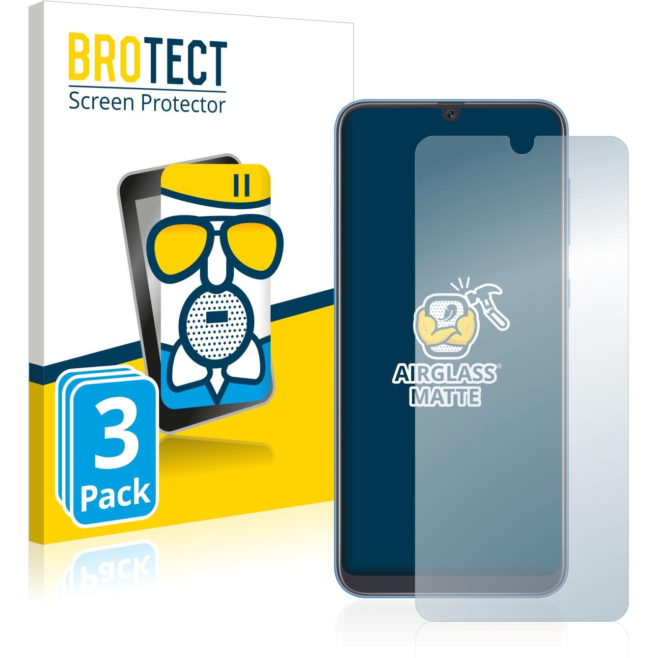BROTECT AirGlass Panzerglasfolie Matt (3 Stück, Samsung Galaxy A40), Smartphone Schutzfolie, Grau