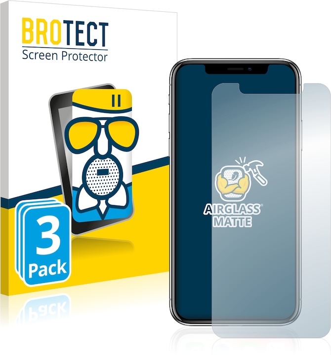 Produktbild BROTECT AirGlass Panzerglasfolie Matt (3 Stück, Apple iPhone X)