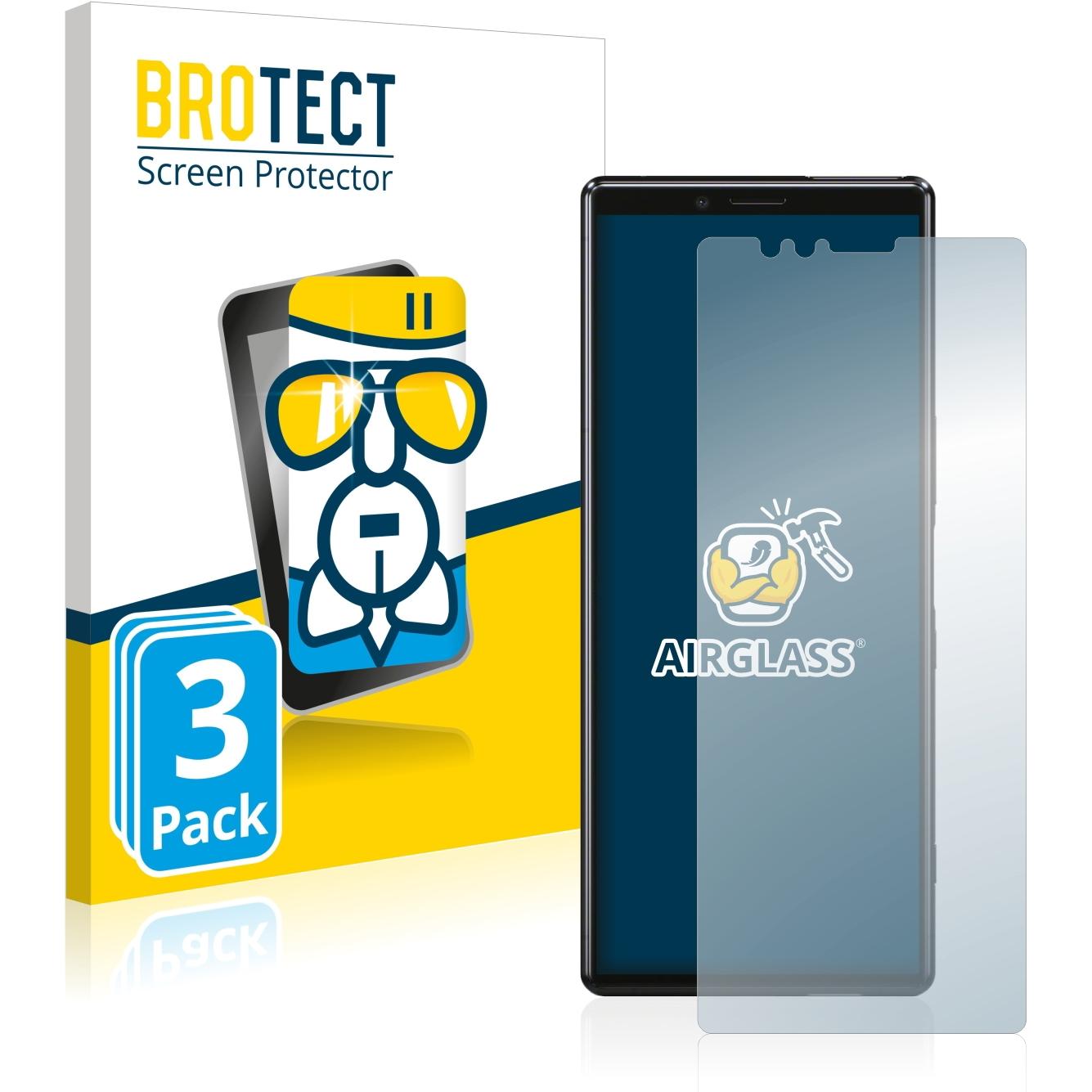 BROTECT AirGlass Panzerglasfolie (3 Stück, Sony Xperia 1), Smartphone Schutzfolie, Transparent