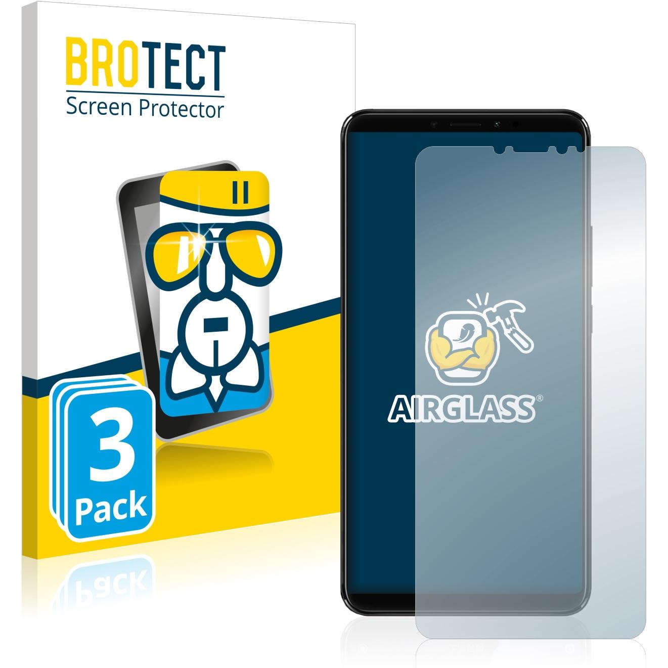 BROTECT AirGlass Panzerglasfolie (3 Stück, Xiaomi Mi Max 3), Smartphone Schutzfolie, Transparent